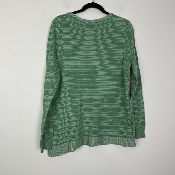 Soft Surroundings Textured Green White Long Sleeve Sweater Top Size Medium - Picture 6 of 6